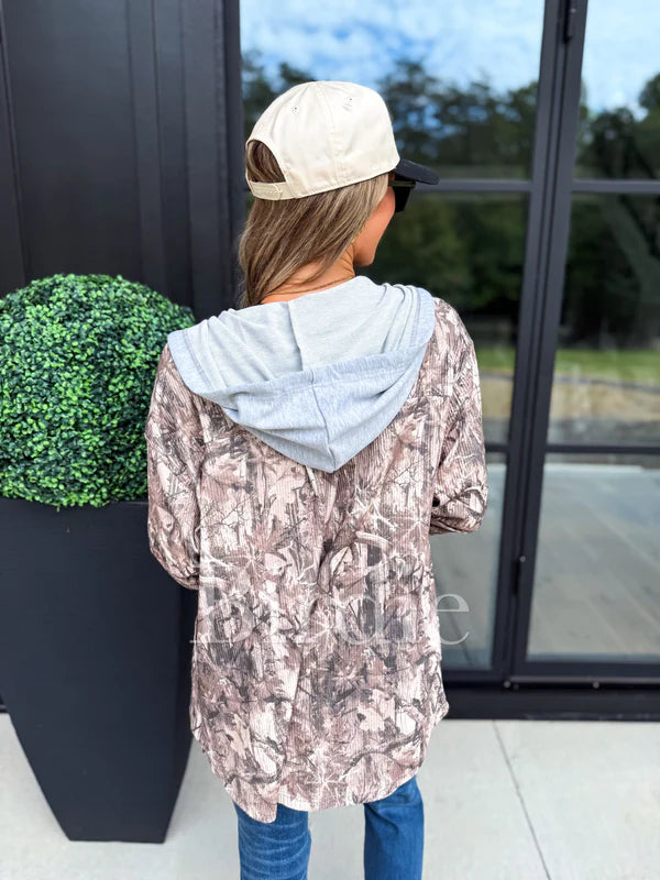 Yours To Hold Camo Ribbed Shacket -2 Colors
