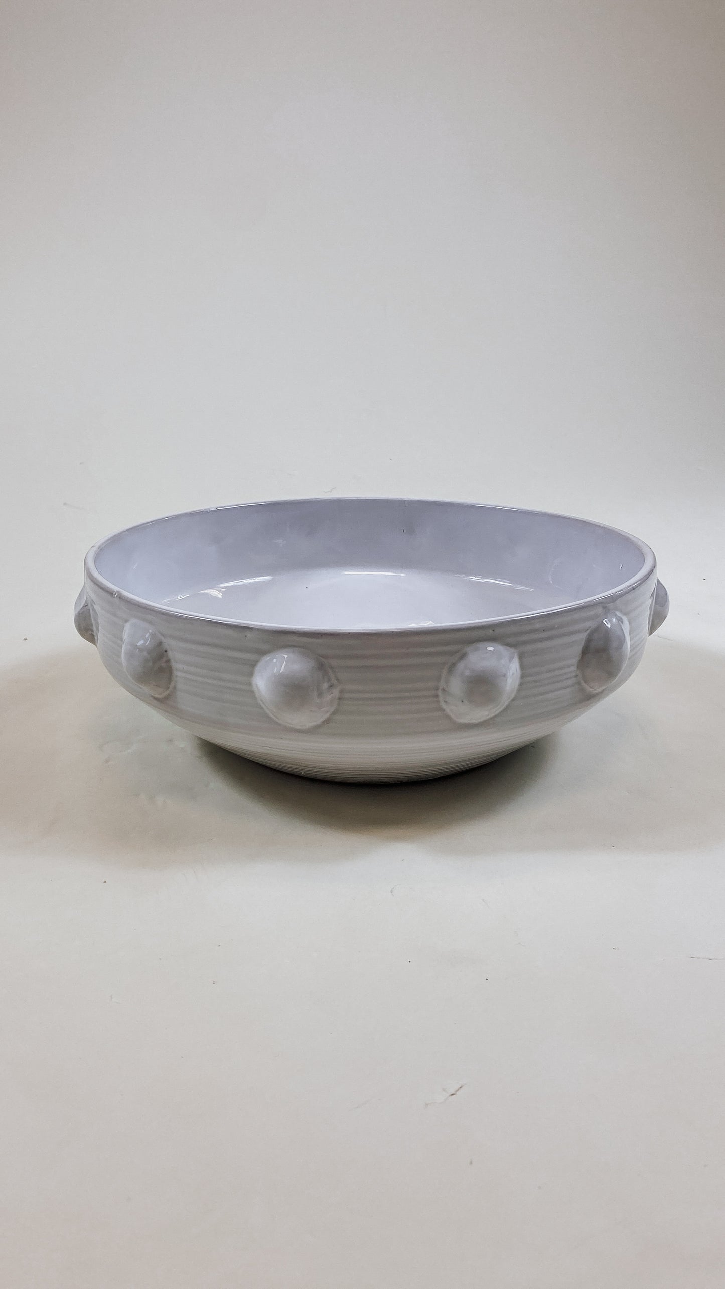 White Beaded Serving Bowl