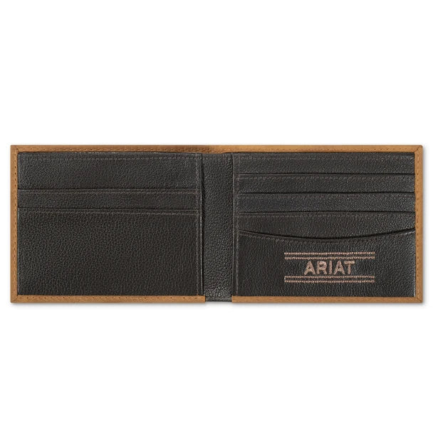Ariat American Flag Embossed Brown Leather Bifold Wallet