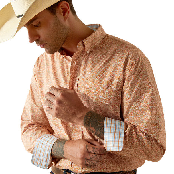 ARIAT BRYSEN WRINKLE FREE ORANGE - MENS SHIRT