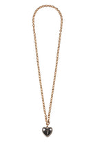 Gold 32 inch Necklace with Silver Puffy Heart Charm