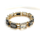 Black Multi Rectangle Crystal Stretch Bracelet