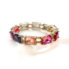 Pink Multi Rectangle Crystal Stretch Bracelet