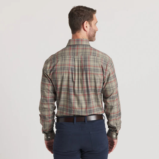 Southern Marsh Sage & Navy Barnstable Lines Performance Dress Shirt