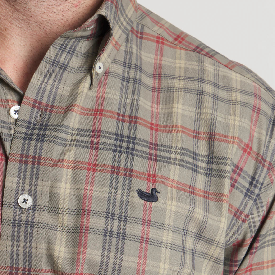 Southern Marsh Sage & Navy Barnstable Lines Performance Dress Shirt