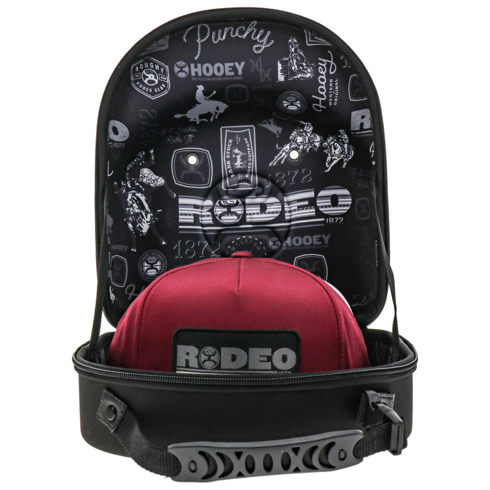 Hooey Large Black Cap Carrier With Rodeo Pattern Interior