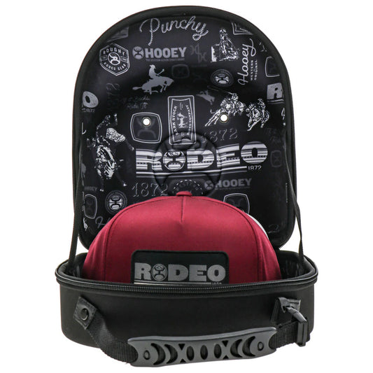 Hooey Large Black Cap Carrier With Rodeo Pattern Interior