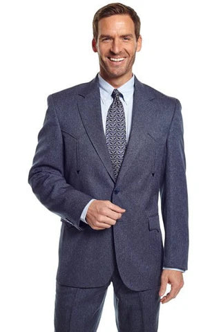 Circle S Mens Heather Navy Polyester Vegas Western Sport Coat