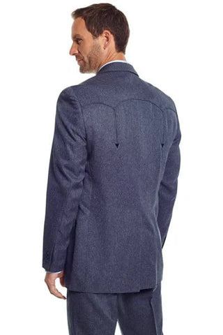 Circle S Mens Heather Navy Polyester Vegas Western Sport Coat