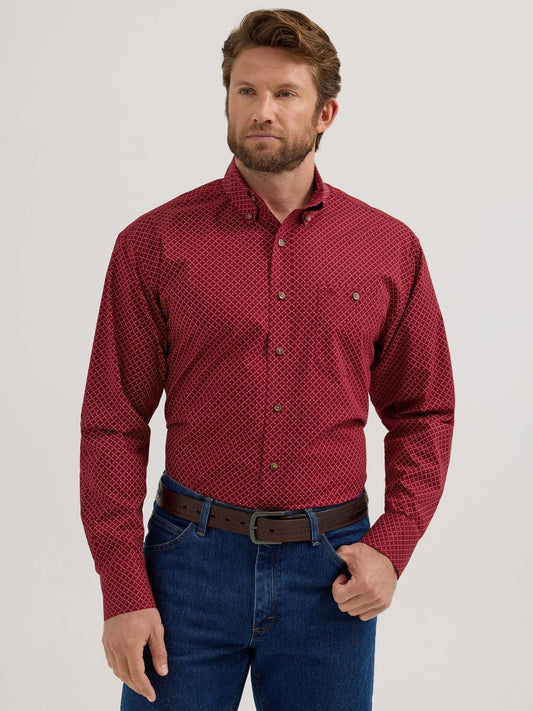 Wrangler Men's Classic Geometric Red Shirt