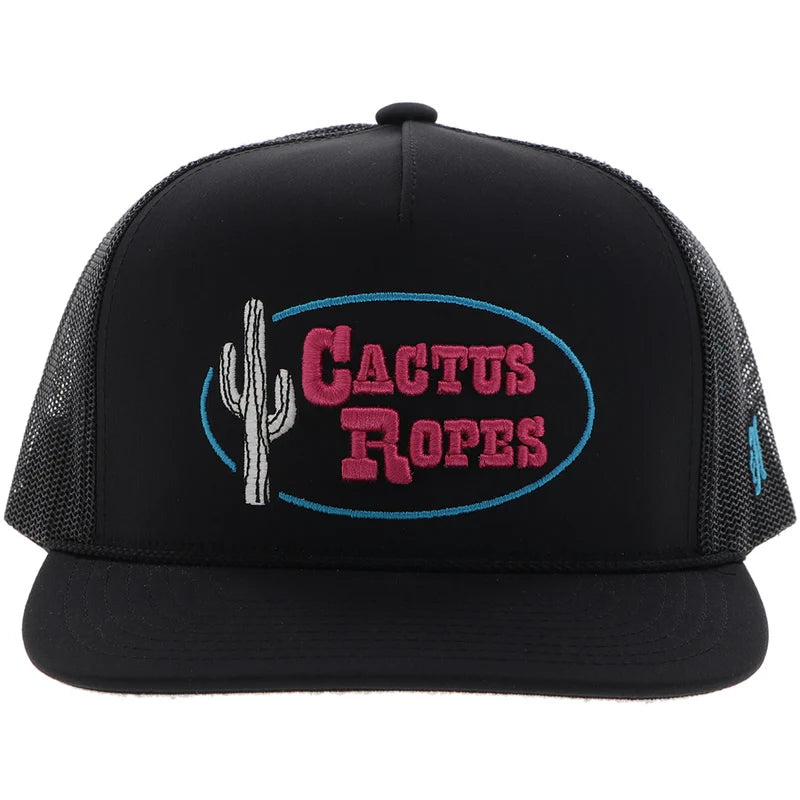 Hooey Cactus Ropes Black With Pink & Blue Stitching Hat