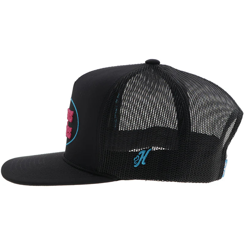 Hooey Cactus Ropes Black With Pink & Blue Stitching Hat