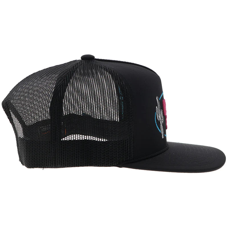 Hooey Cactus Ropes Black With Pink & Blue Stitching Hat