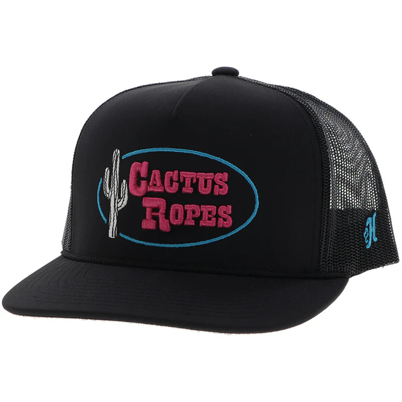 Hooey Cactus Ropes Black With Pink & Blue Stitching Hat