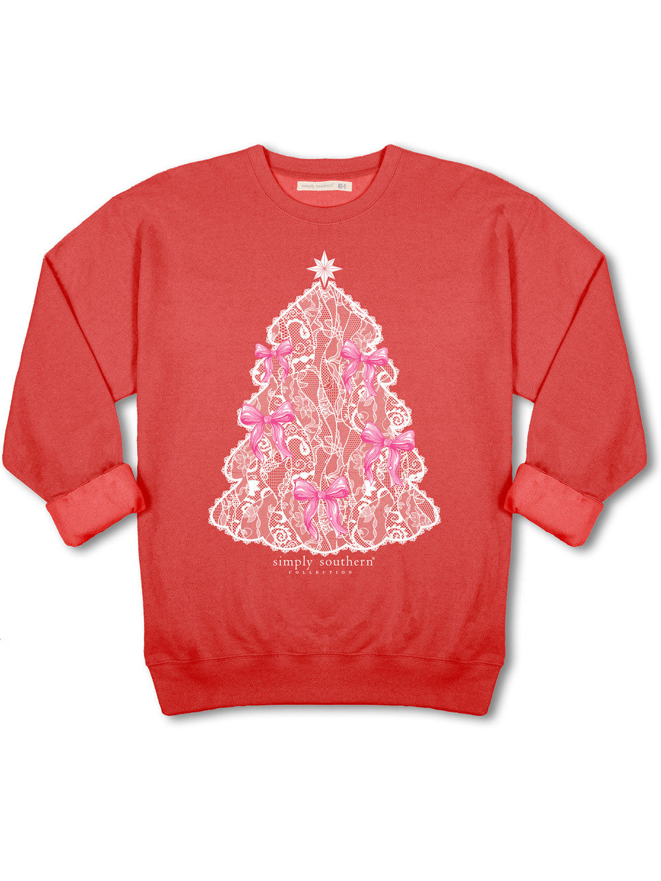 Holiday Red Tree Lace Bow Sweatshirt