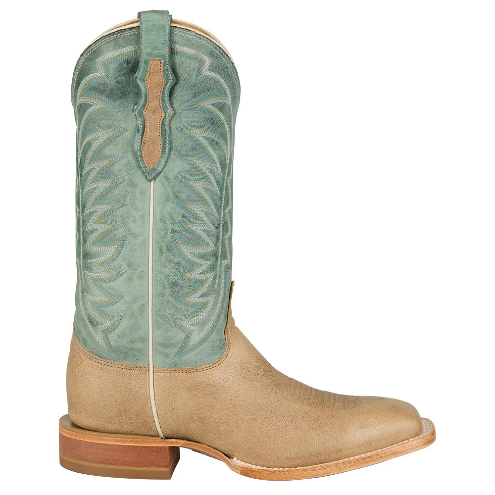 Justin Men's Burchett Bone Turquoise Cowhide Boot