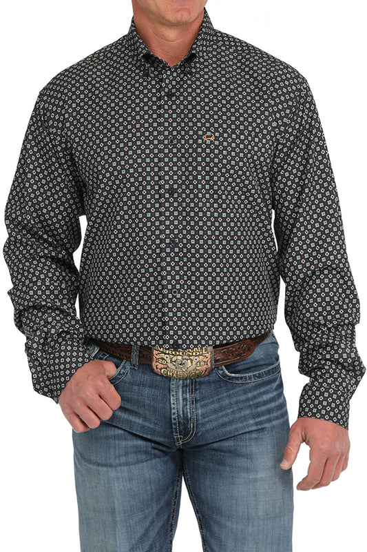 Cinch Men's Arenaflex Navy Medallion Print Western Shirt