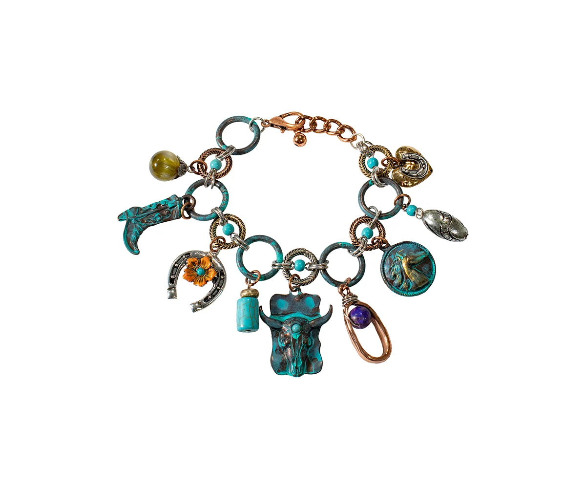 M and F Western Turquoise Western Charm Bracelet