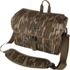 Drake Hardline blind bag in Bottomland camo with shoulder strap, front angle view