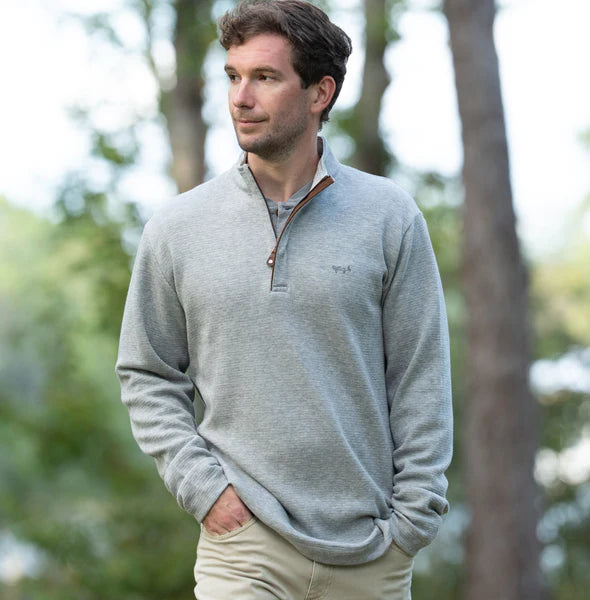 Coastal Cotton Men's Double Face Grey Thermal Quarter Zip