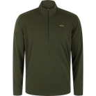 Drake men's tri-blend Over Under quarter zip pullover in Forest Night Olive, front