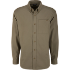Drake men's Autumn flannel shirt in solid deep lichen green, front view