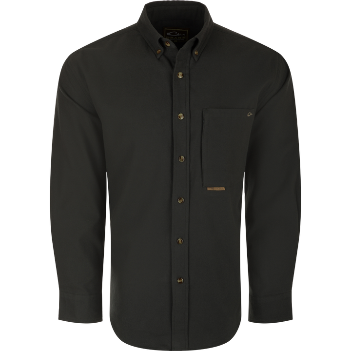 Autumn Rushed Twill Solid Long Solid Sleeve Shirt- Dark Shadow Grey