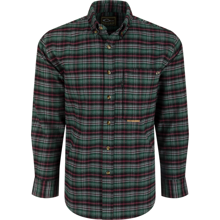 Autumn Brushed Twill Plaid Long Sleeve Shirt- Dark Shadow Grey