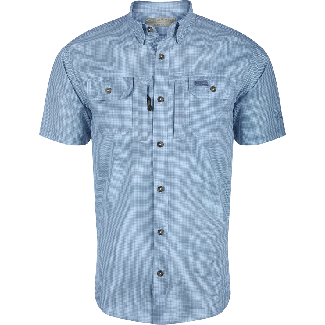 Drake Frat Houndstooth Check Button-Down Short Sleeve Shirt - 2 Colors