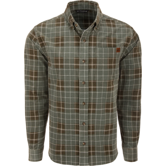 Drake Plaid Agave Green Mid-Wale Corduroy Shirt