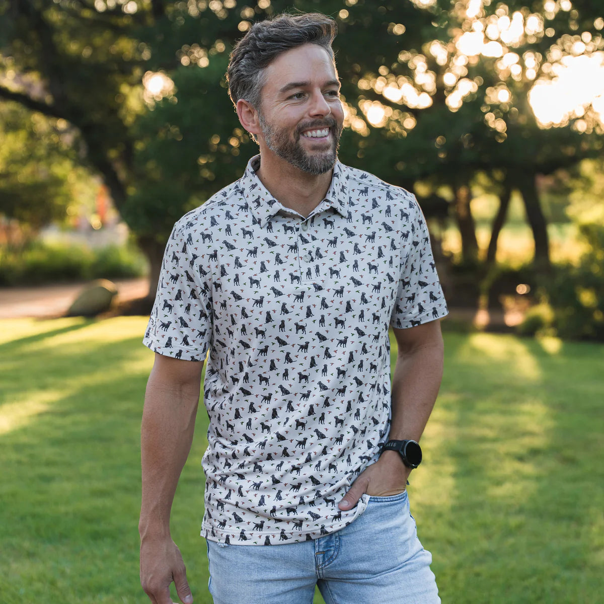 Men's Burlebo Ducks & Dogs Performance Polo