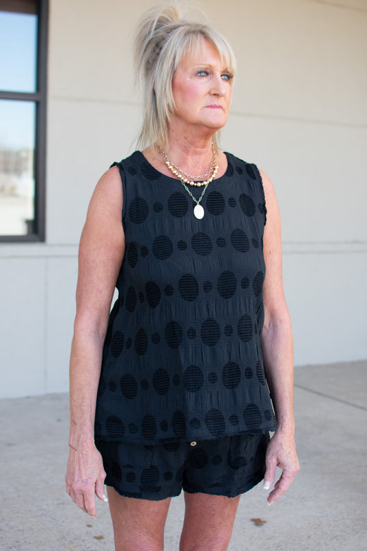 Stay In Routine Black Polka Dot Top