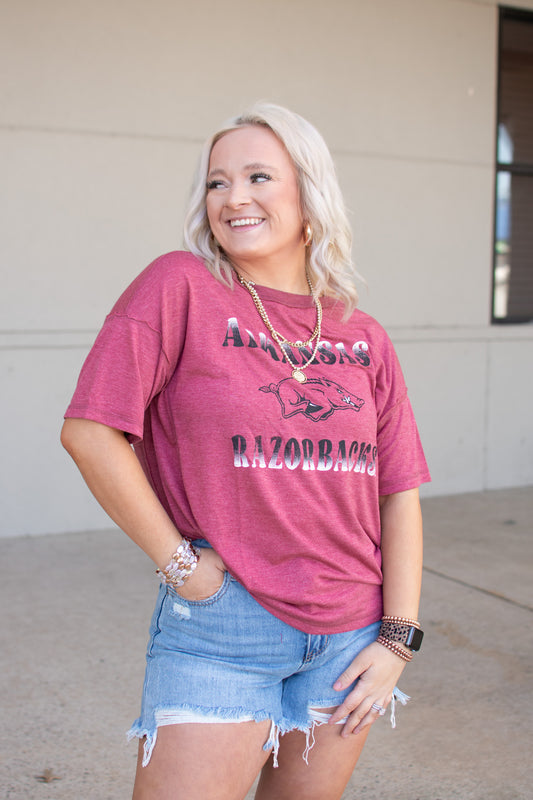 Arkansas Razorback Red Graphic Tee