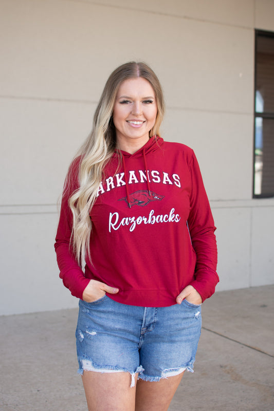 Arkansas Razorback Red Hooded Tee