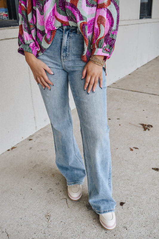 Flying Monkey Super High Rise 90's Vintage Flare Jeans- Dreaming Hill