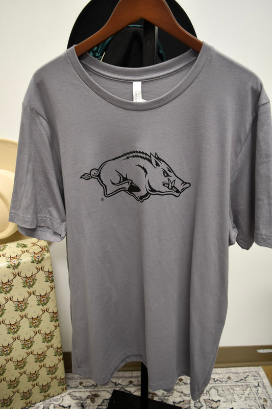 Arkansas Running Hog Charcoal Tee