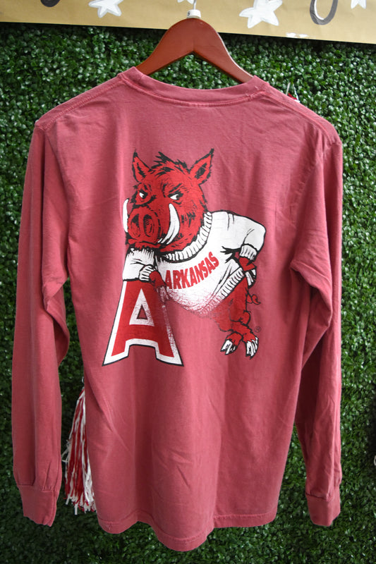 Leaning On The A Red Long Sleeve Tee