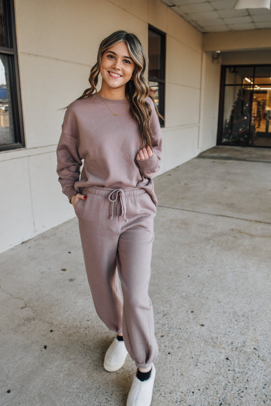 Nothing More Cozy Rosy Brown Oversized Joggers