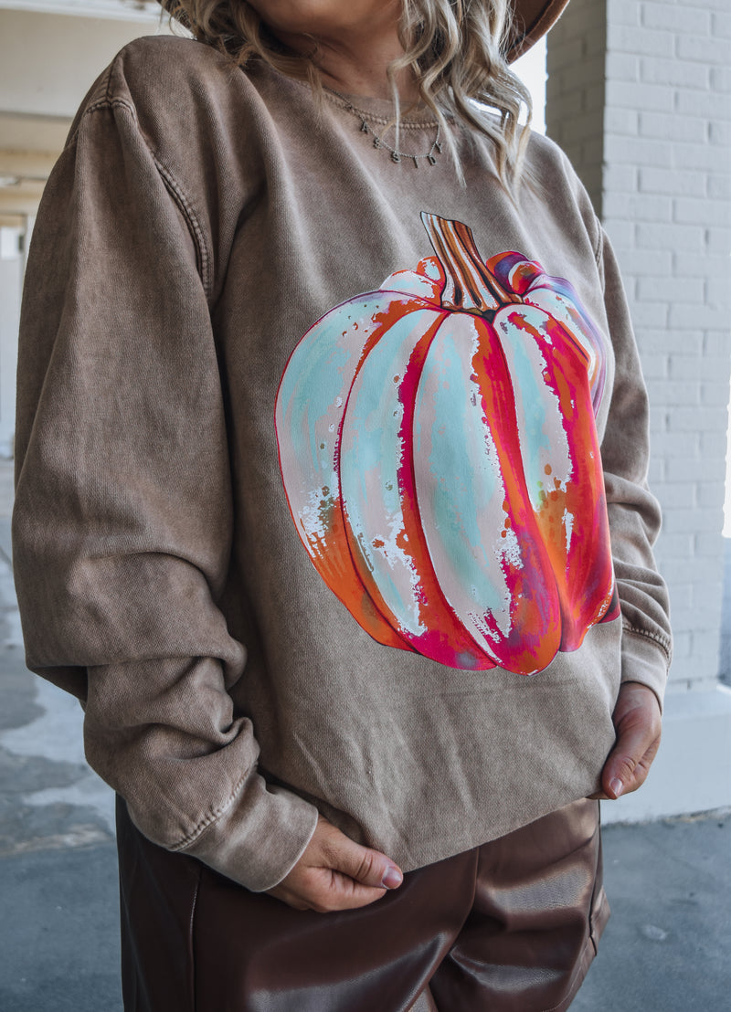 Harvest Wishes Mocha Pumpkin Layer Sweatshirt