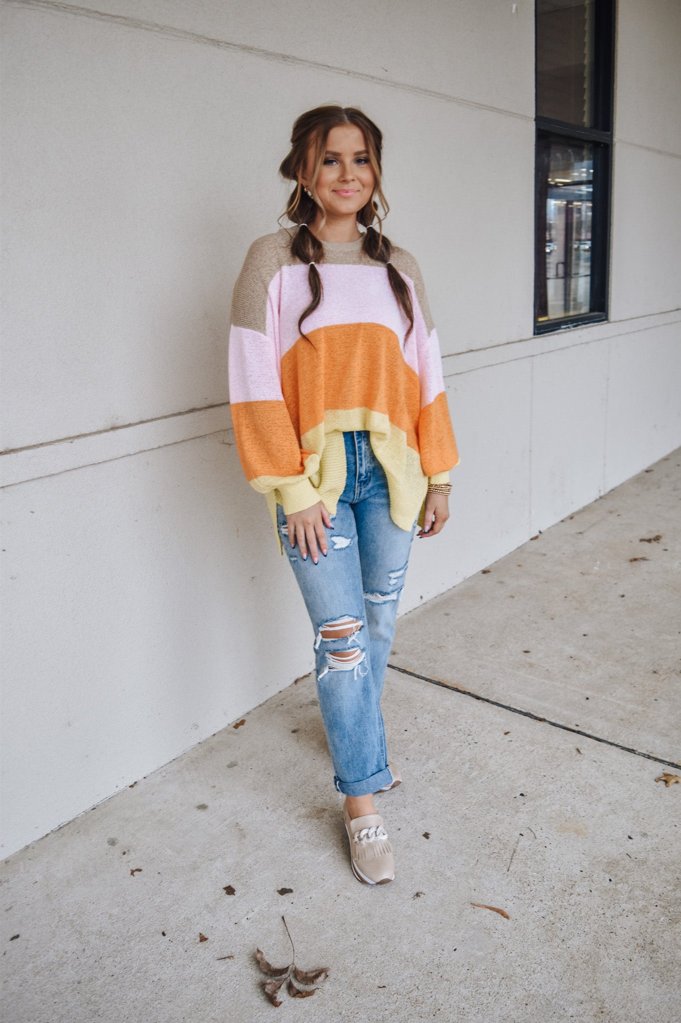 Counting Down The Days Pink Stripe Knit Sweater