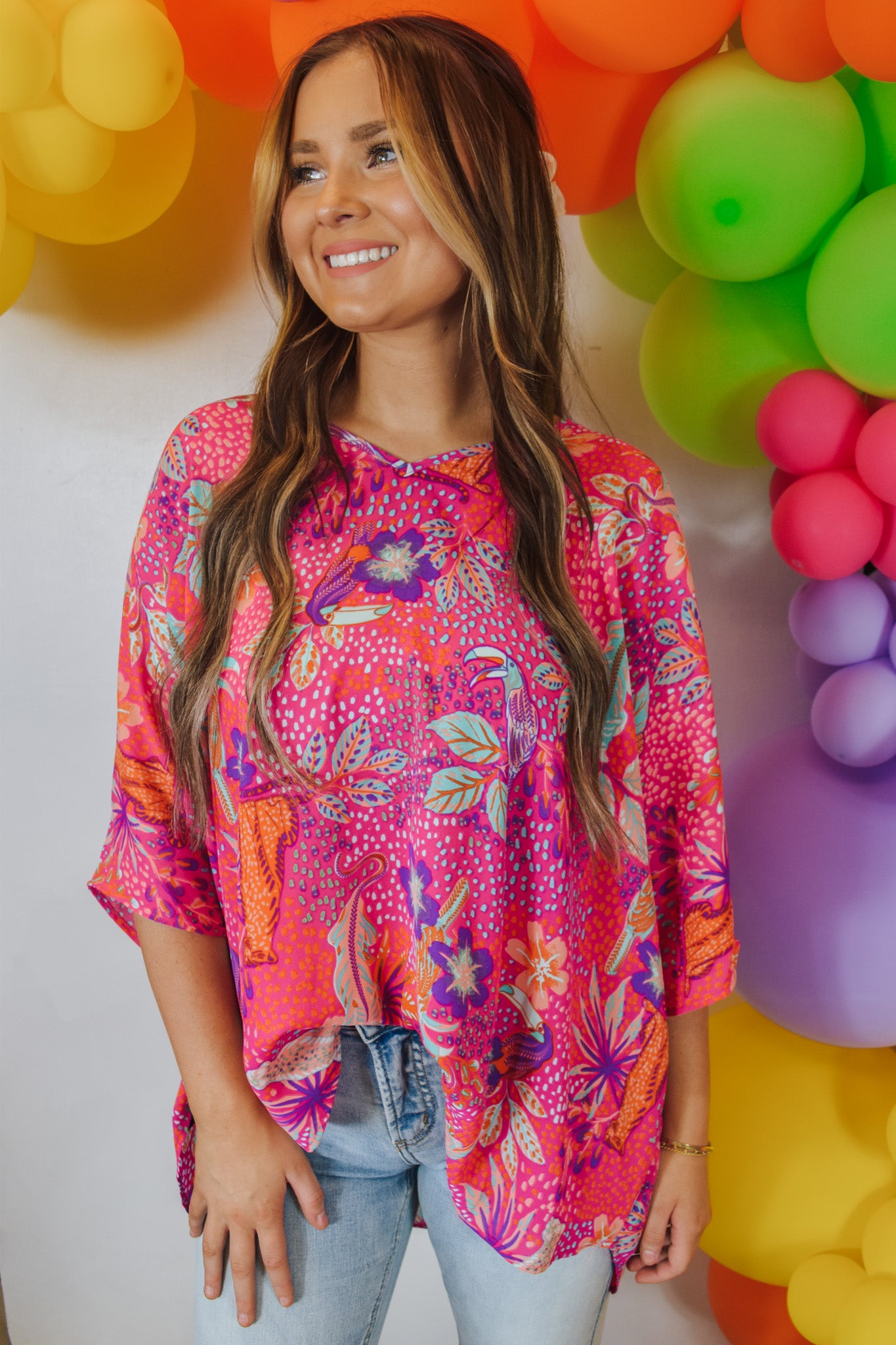 Sadie Jungle Party Pink Blouse