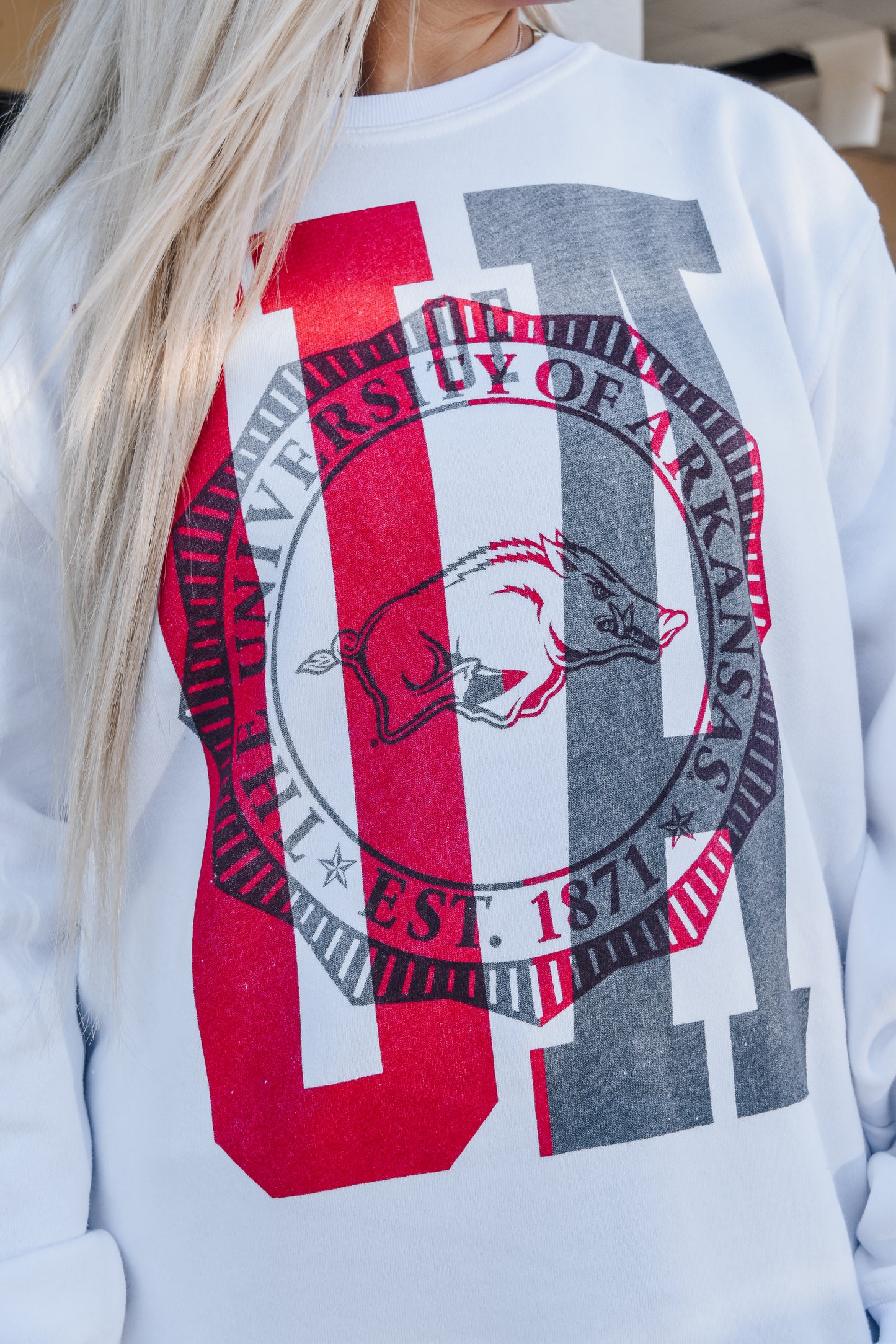 University Of Arkansas White Hog Sweatshirt