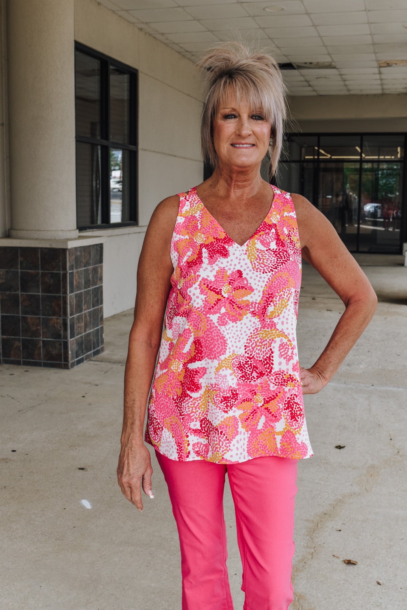 Sydney Starburst Pink Floral Tank