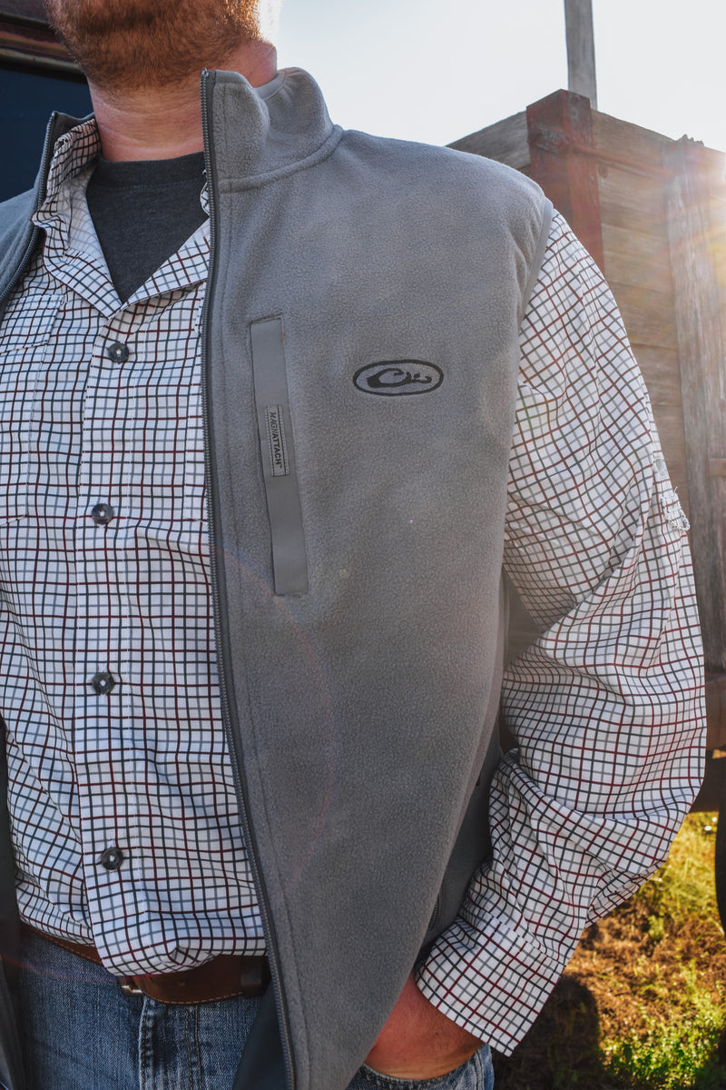 Light Grey Solid Windproof Fleece Vest With Magnetic Pocket