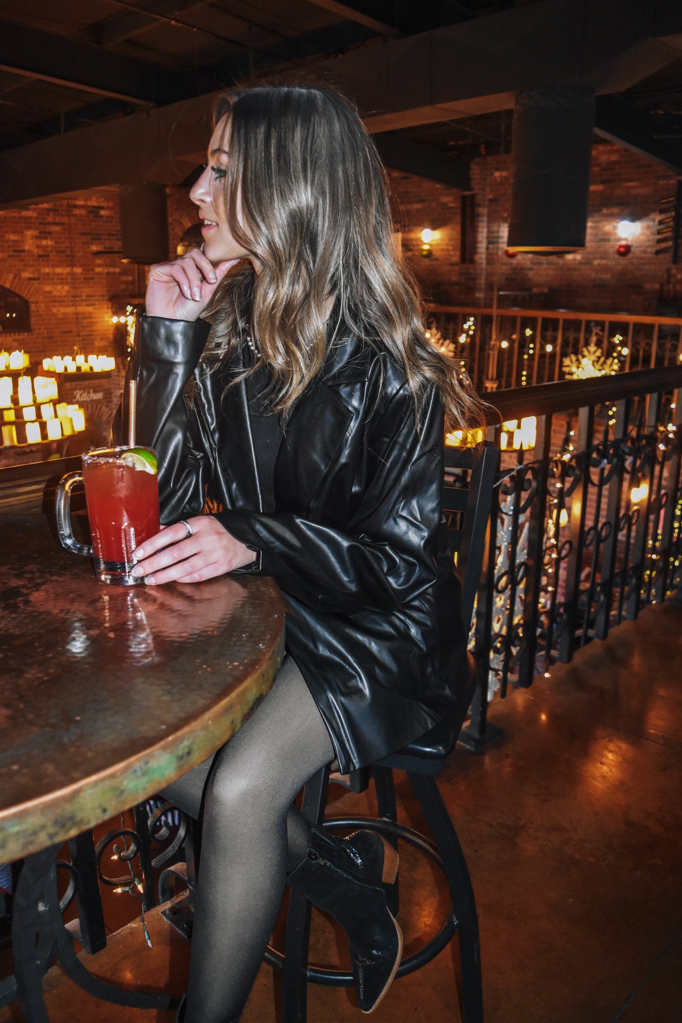 Chase The Feeling Black Leather Blazer Coat