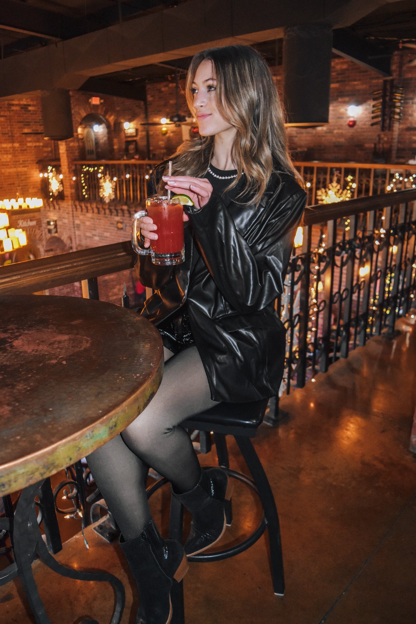 Chase The Feeling Black Leather Blazer Coat