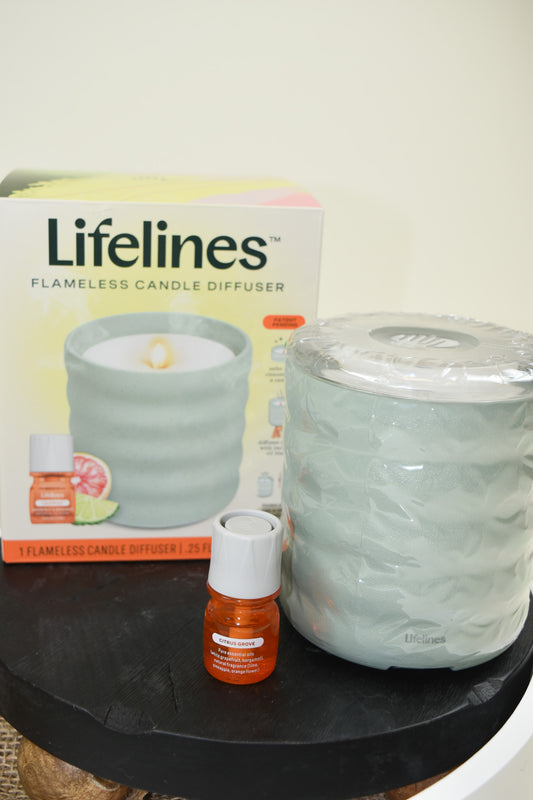 Lifelines Green Flameless Candle Diffuser & Oil Set