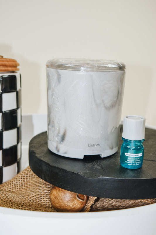 Lifelines Marble Flameless Candle Diffuser & Oil Set