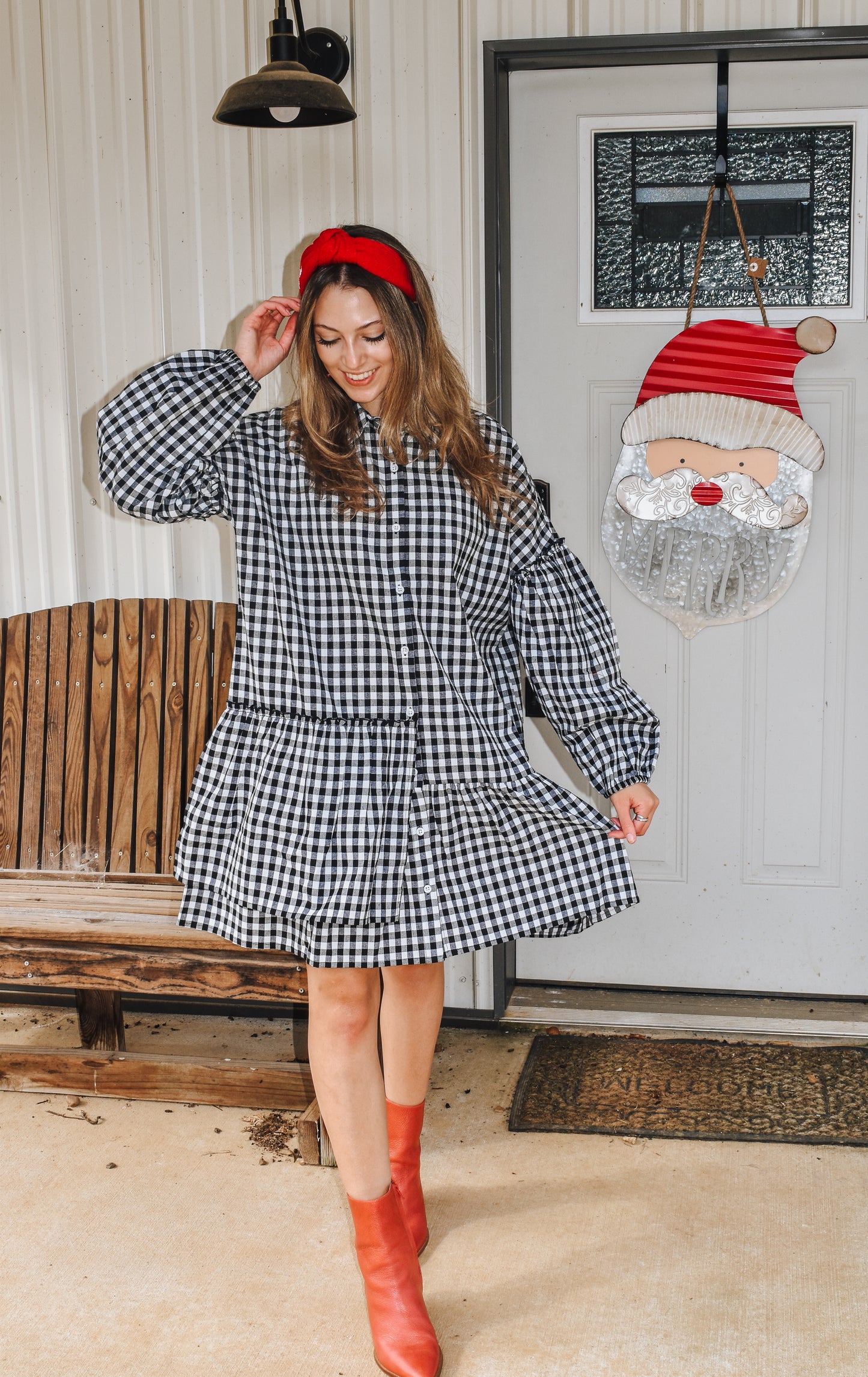 Enchanting Touch Black & White Gingham Mary Dress