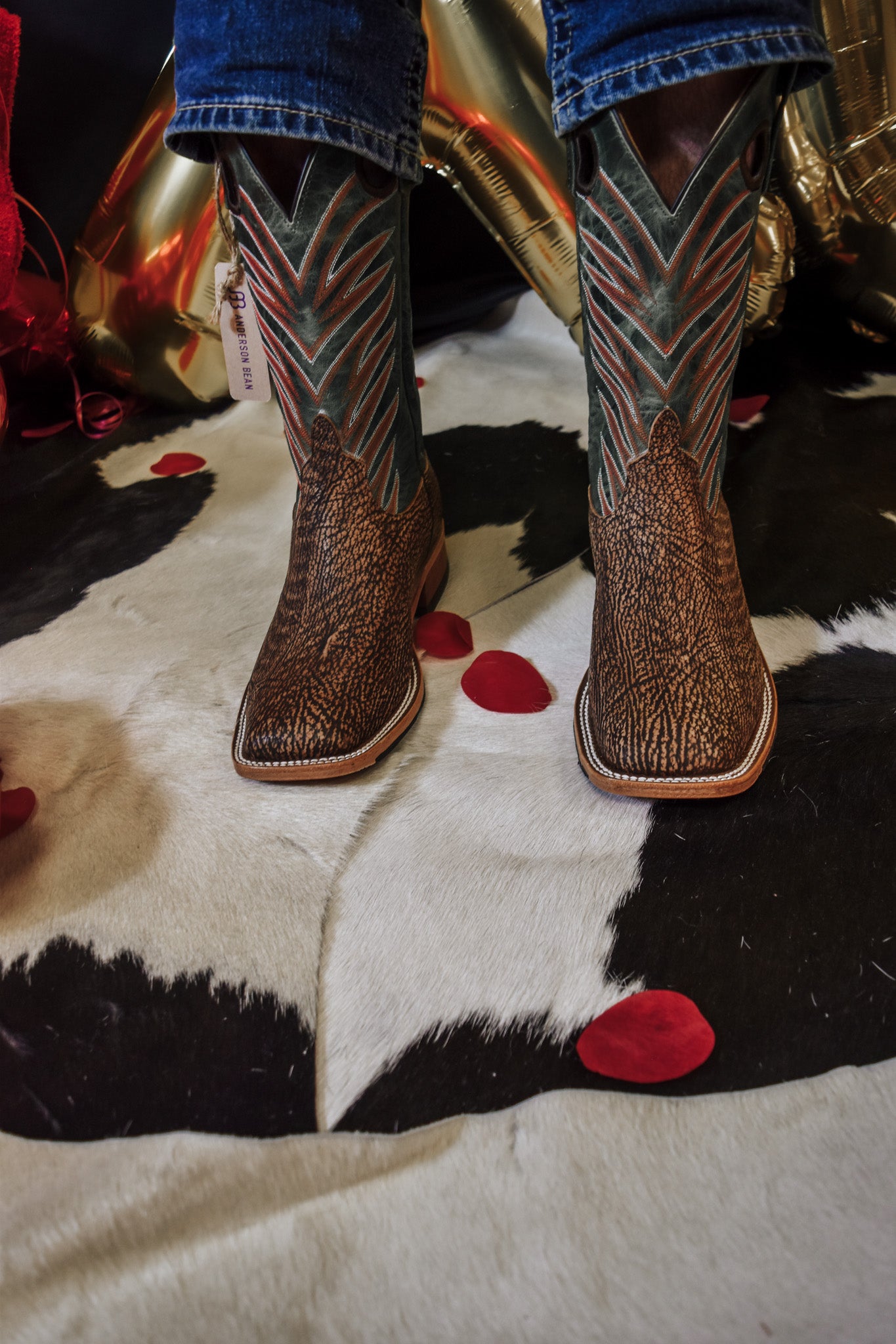 Exclusive - Anderson Bean Shark Skin Square Toe Boot